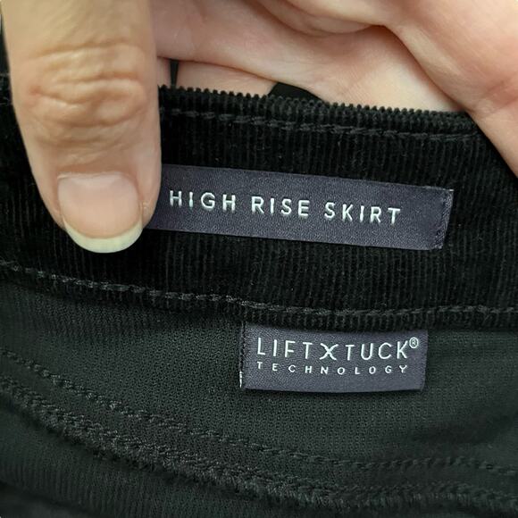 NYDJ High Waisted Corduroy Maxi Skirt Size 12 Black Straight Fit Front Slit - Picture 8 of 12